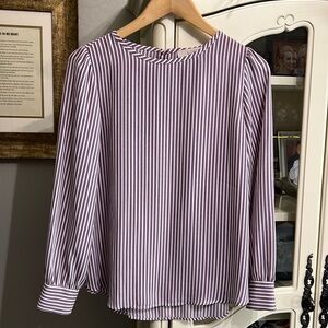 LOFT long sleeve blouse with red/white/blue stripes